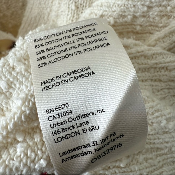 Free People Found My Friend Knit Sweater Cardigan Cream Boxy Size Large - Picture 12 of 14